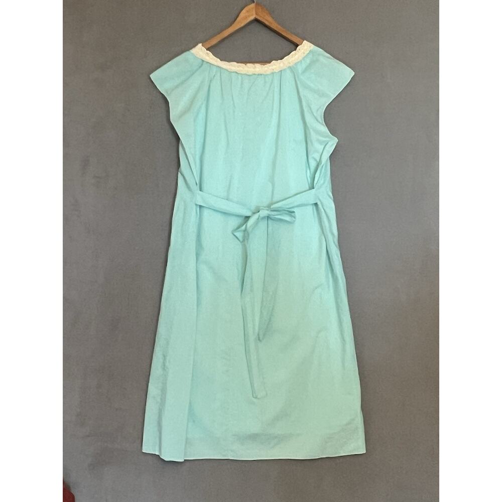 J. Peterman Floral Mumu Dress Sz 20 Blue Cotton Silk Lined Boho Resort Midi - Picture 2 of 12